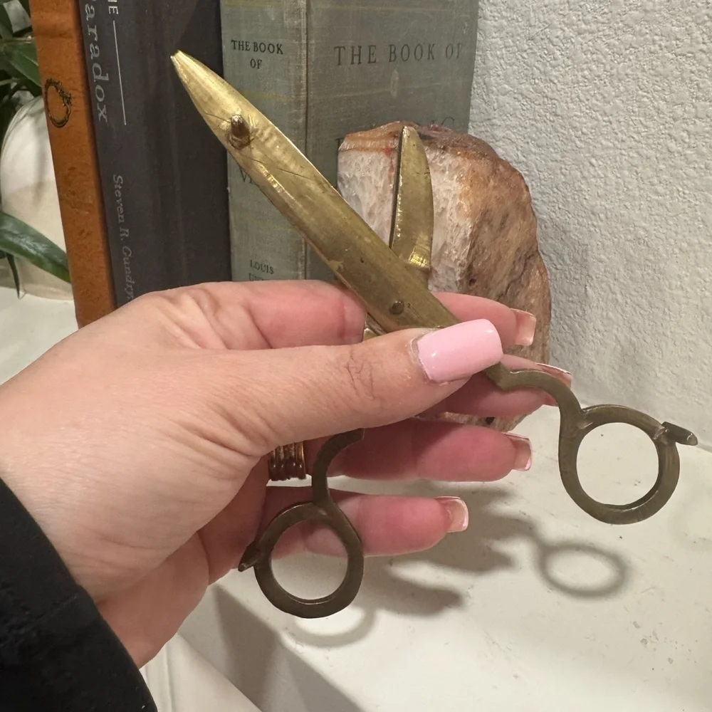 Vintage‎ Antique brass Decorative wick Scissors candle snuffer